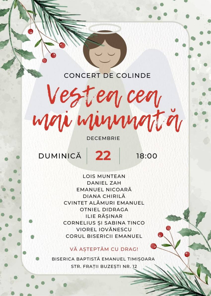 Concert de colinde la Biserica Emanuel Timișoara