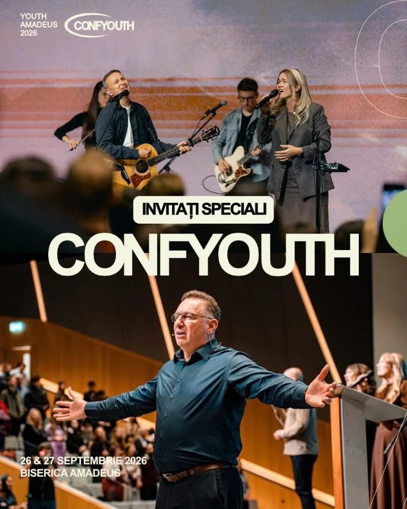 Afiș oficial CONFYOUTH 2026 — Biserica Amadeus cu Alin și Emima Timofte și Gabi Zăgrean