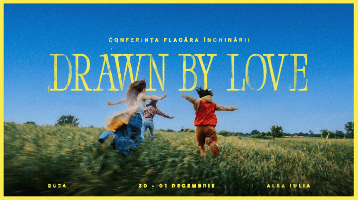 Afișul FIY Conference 2026 Drawn by Love, Conferința Flacăra Închinării, Alba Iulia, 30 noiembrie – 1 decembrie