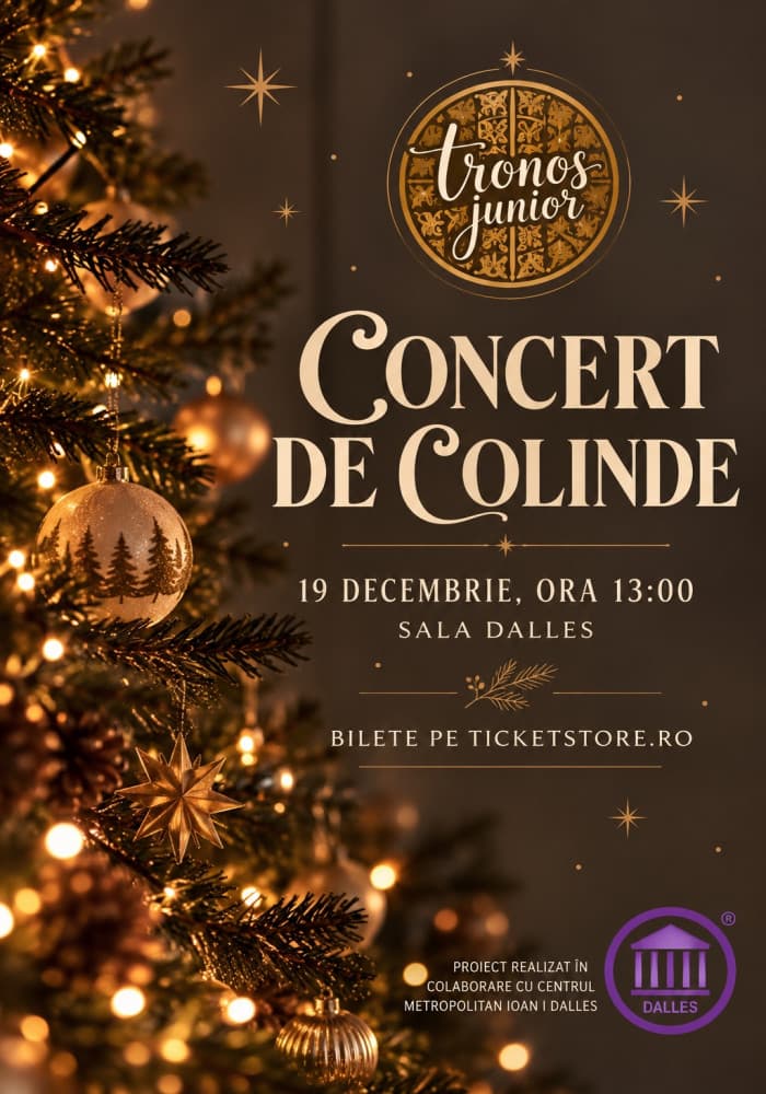 Afișul concertului de colinde Tronos Junior, 19 decembrie, ora 13:00, Sala Dalles
